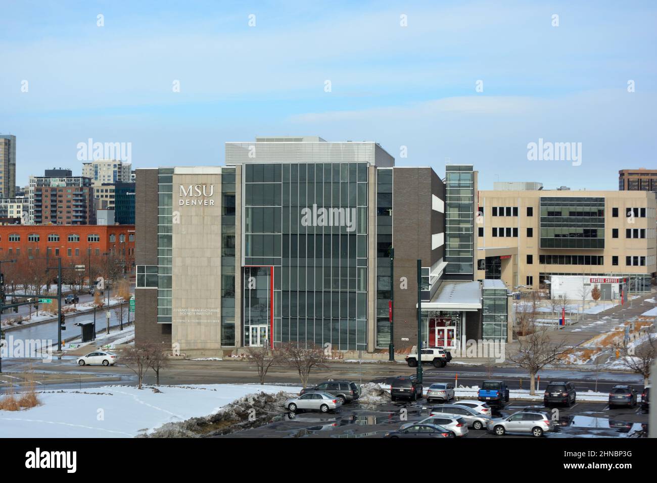 DENVER, CO, USA - 12. Februar 2022: Die Metropolitan State University of Denver ist eine öffentliche Universität in Denver, Colorado. Stockfoto