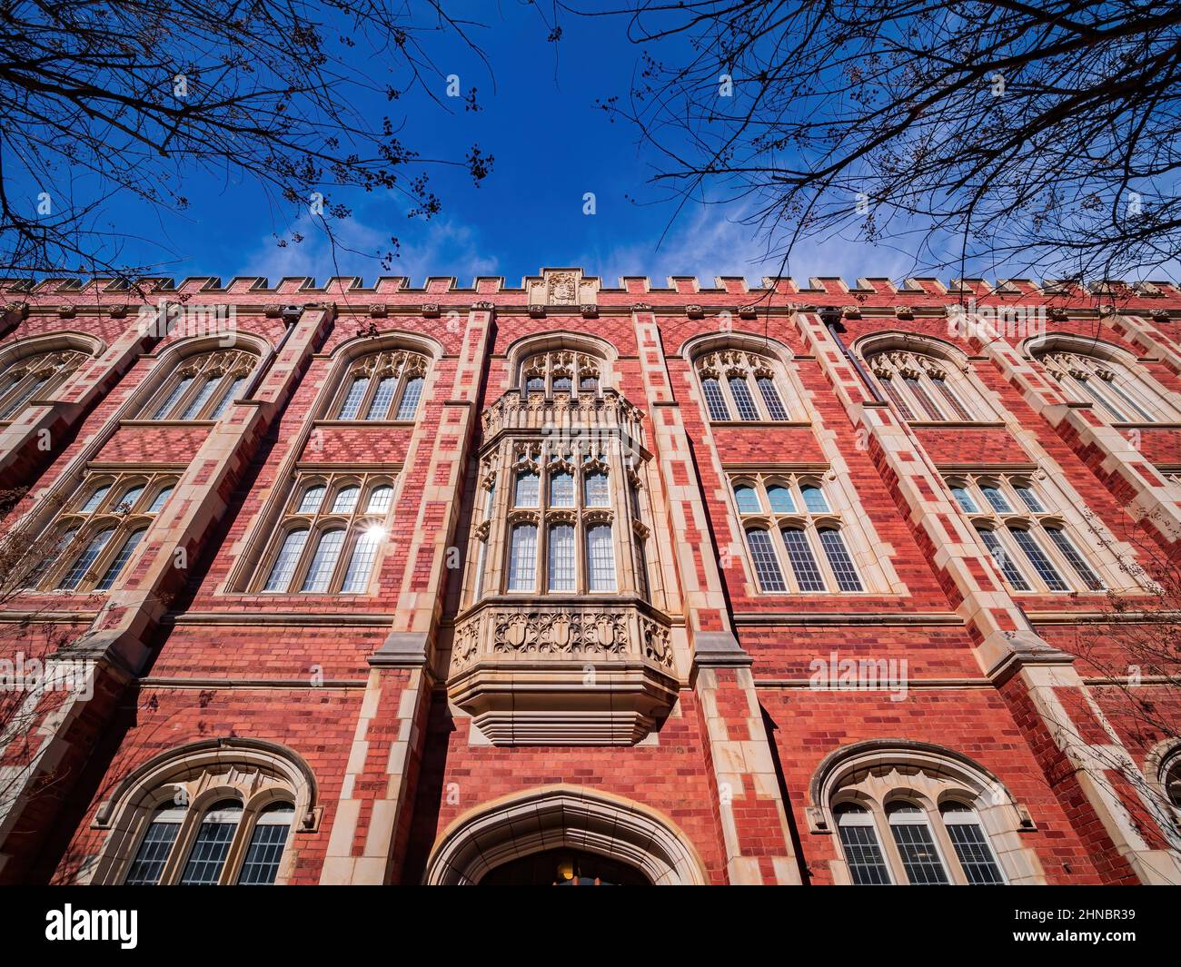 Sonniger Blick auf die Evans Hall in Oklahoma Stockfoto