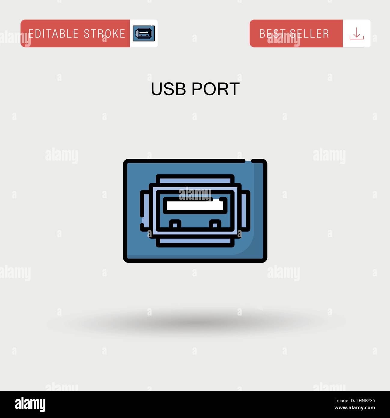 Einfaches Vektorsymbol für den USB-Anschluss. Stock Vektor