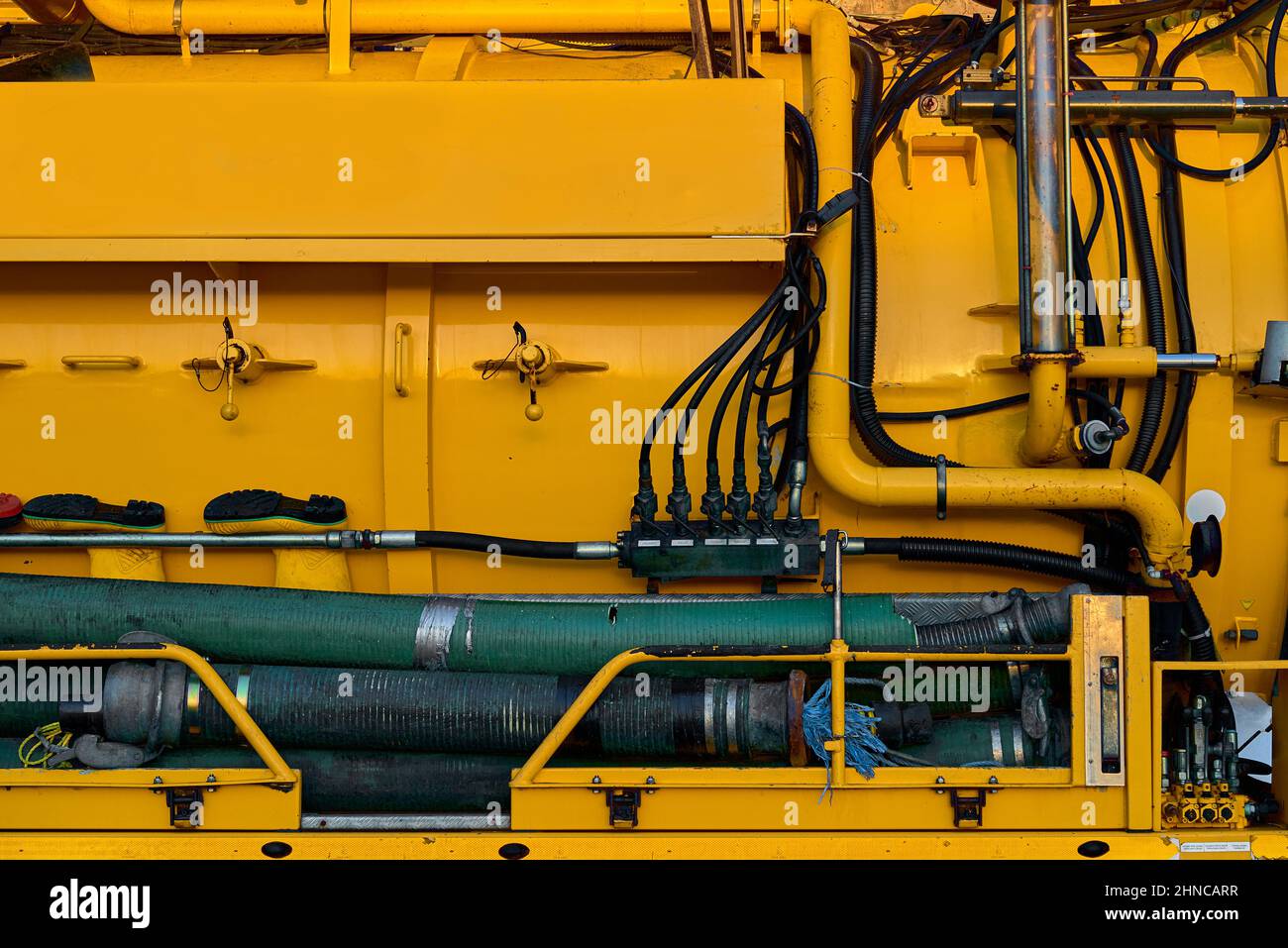 Abstract von gelben Industriemaschinen Stockfoto