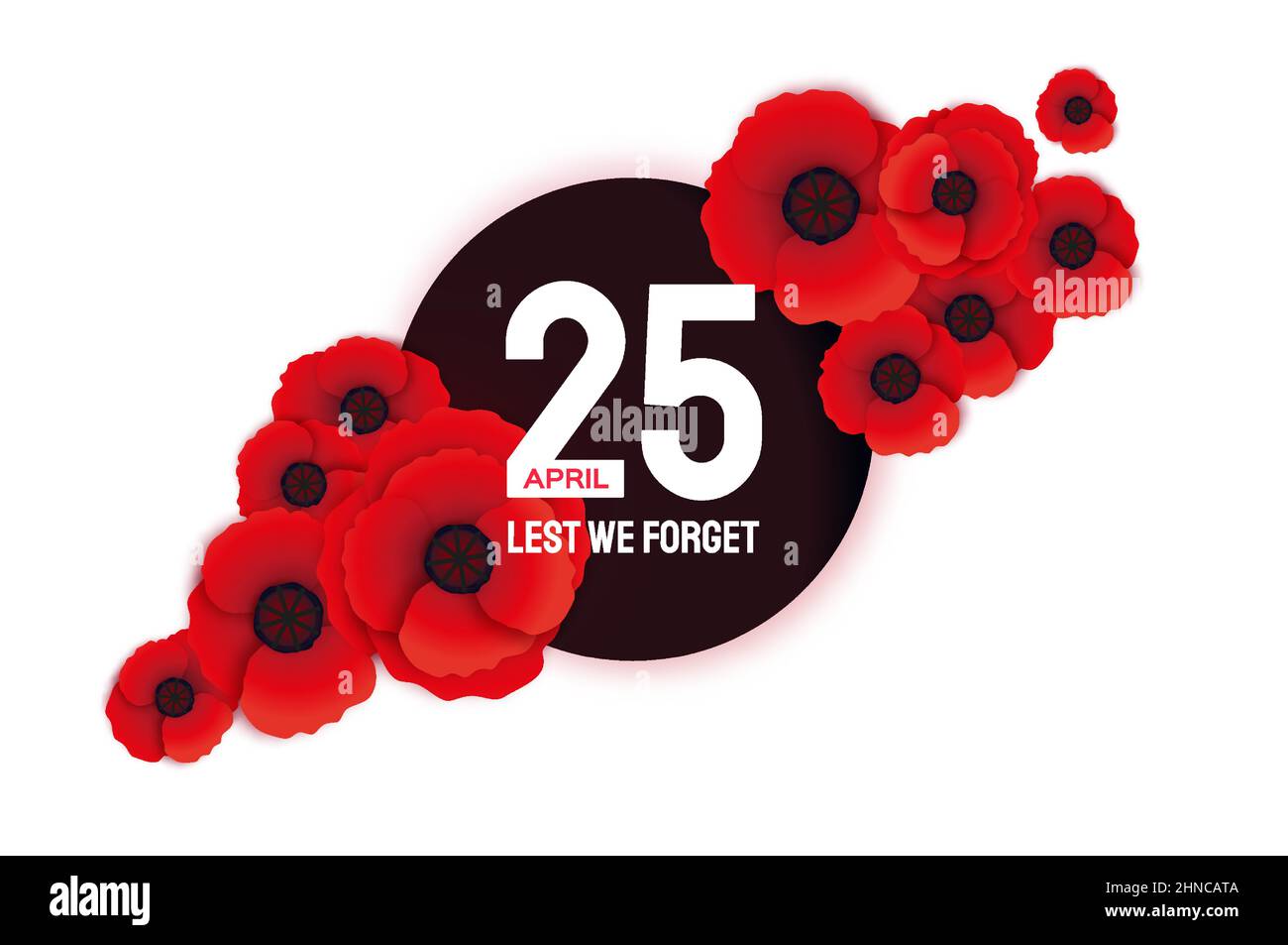 Anzac Tag mit leuchtend roten Poppy Blume in Papierschnitt-Stil. Damit wir es nicht vergessen. Nationaler Gedenktag in Australien und Neuseeland. April 25. Platz Stock Vektor