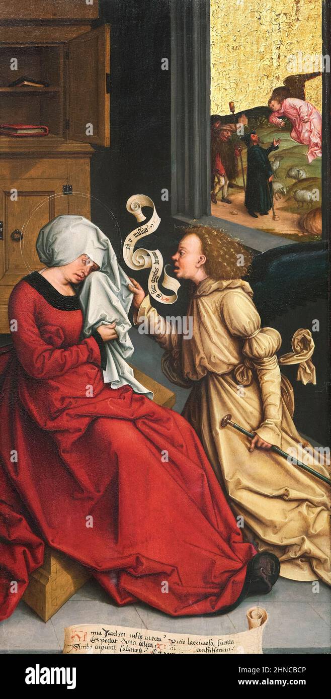 Bernhard Strigel (1460-1528). Die Verkündigung an die heilige Anna. Ca. 1505-1510. Öl auf der Platte. 58 x 30 cm. Geboren in einer Künstlerfamilie in Memmingen, Ge Stockfoto