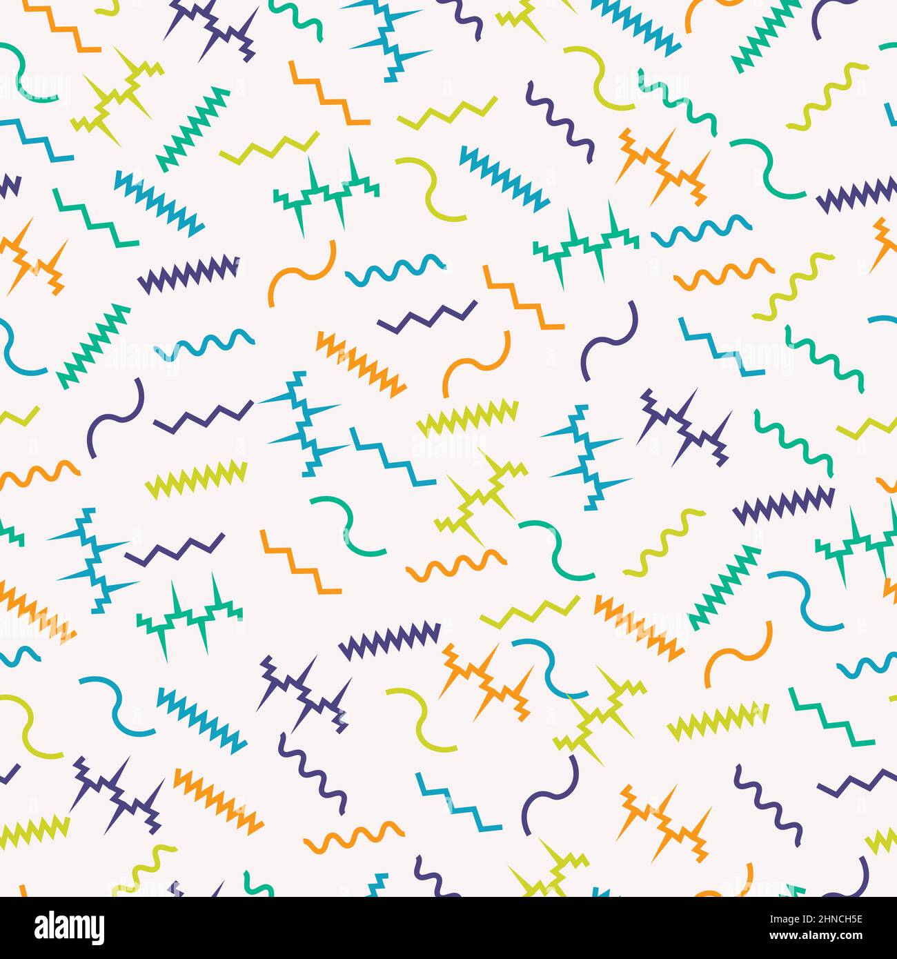 Nahtloses Muster mit geometrischen Elementen im memphis-Stil. Perfekt für Textilien, Flyer, Banner, Einladungen und Stoffdruck. Stock Vektor