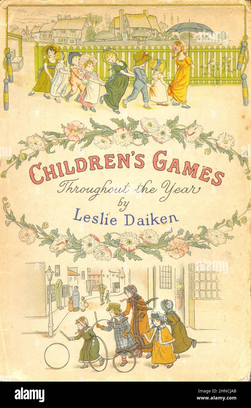 Schutzumschlag für Kinderspiele das ganze Jahr über von Leslie Daiken illustriert von Kate Greenaway 1949 Stockfoto