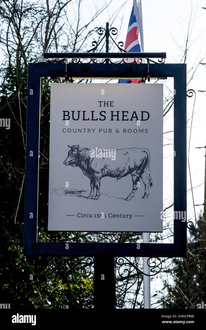 The Bulls Head Pub-Schild, Barston, West Midlands, England, Großbritannien Stockfoto