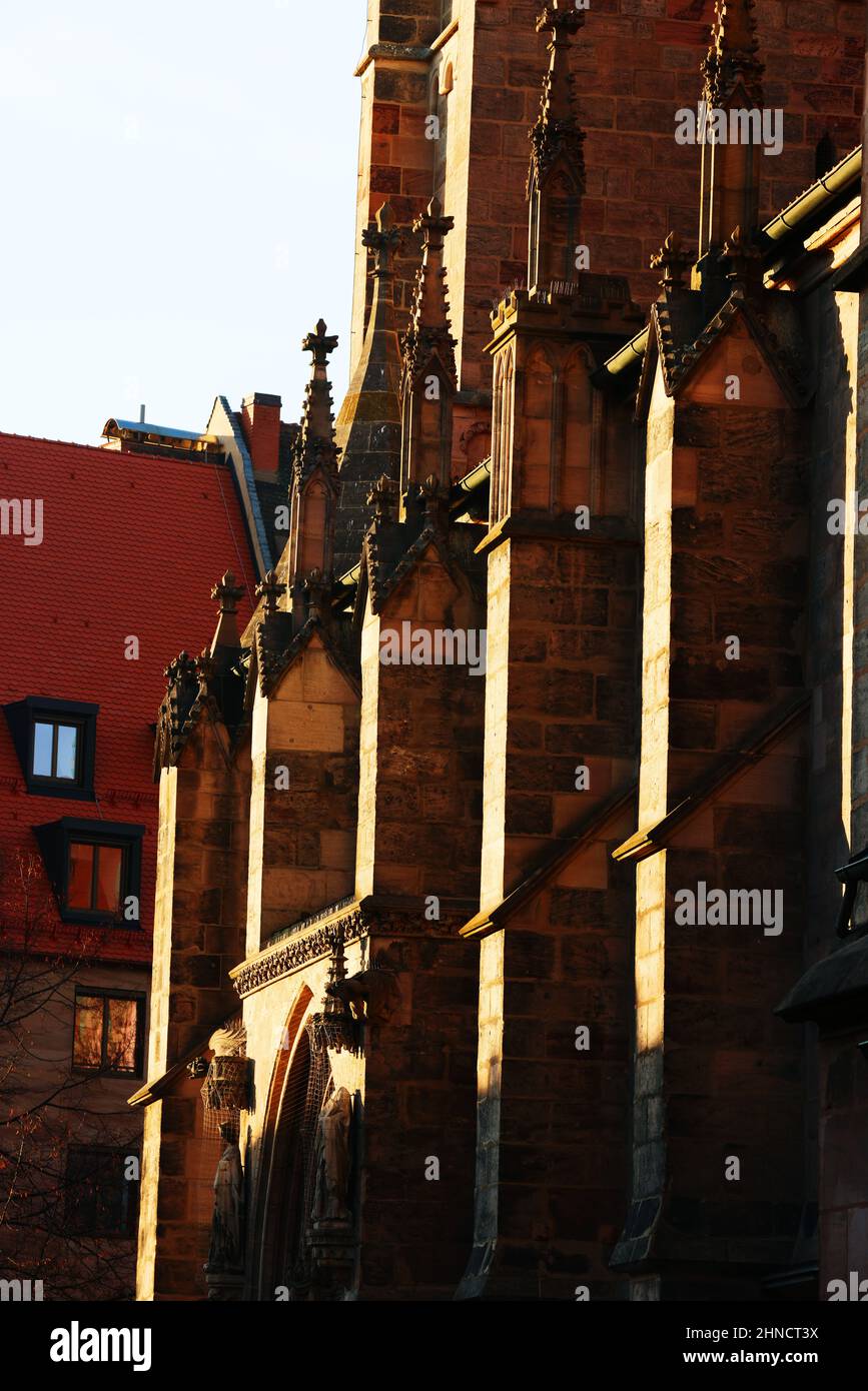 Kunst, Kirche, Gotik, Nürnberg, gotische Sebalduskirche am Makrt in der Innenstadt oder Altstadt von Nürnberg oder Nürnberg, Franken, Bayern Stockfoto