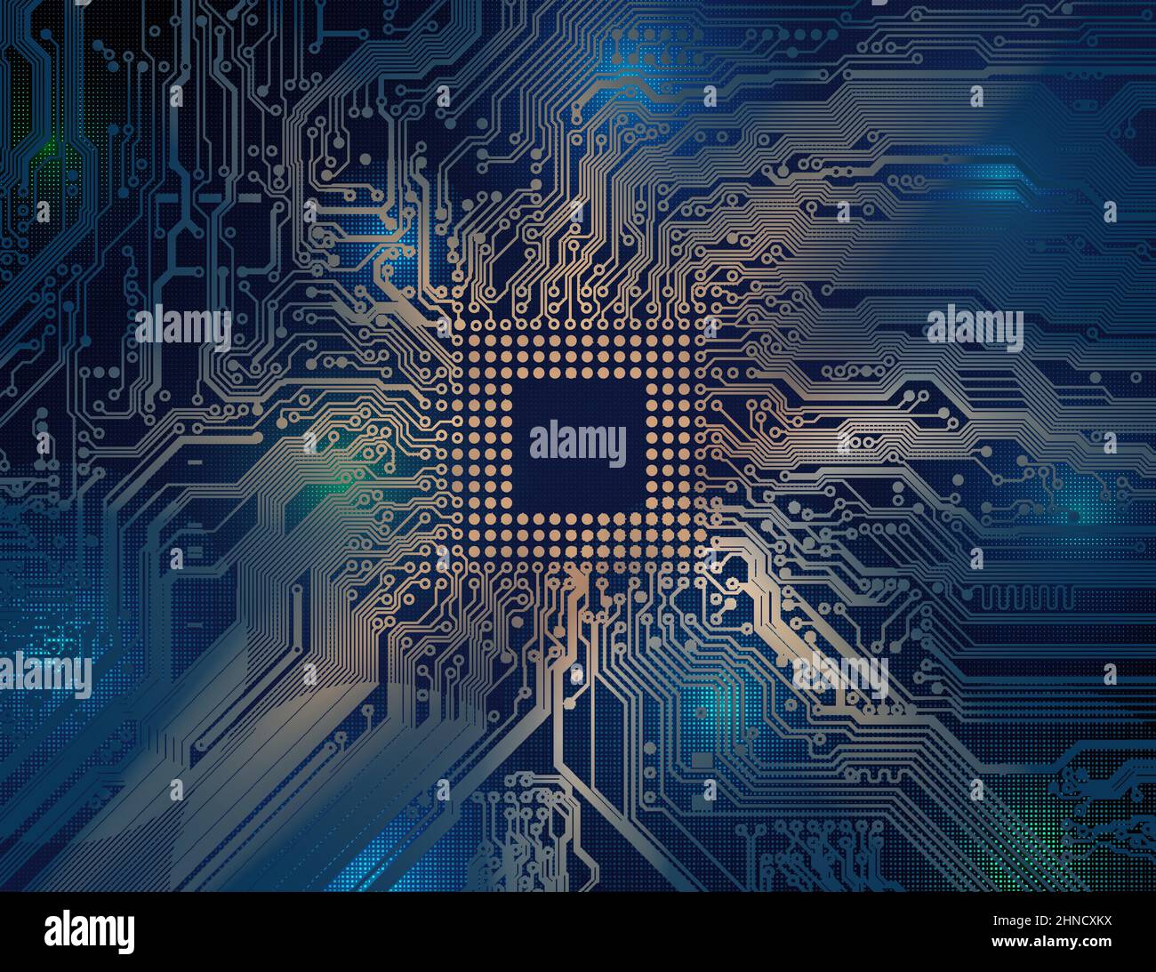 Leiterplatte, Hauptplatine. Abstrakter technologischer Hintergrund, Mikrochip. Analogschaltung. Computertechnologie. Futuristischer Vektor der Wissenschaft Stock Vektor