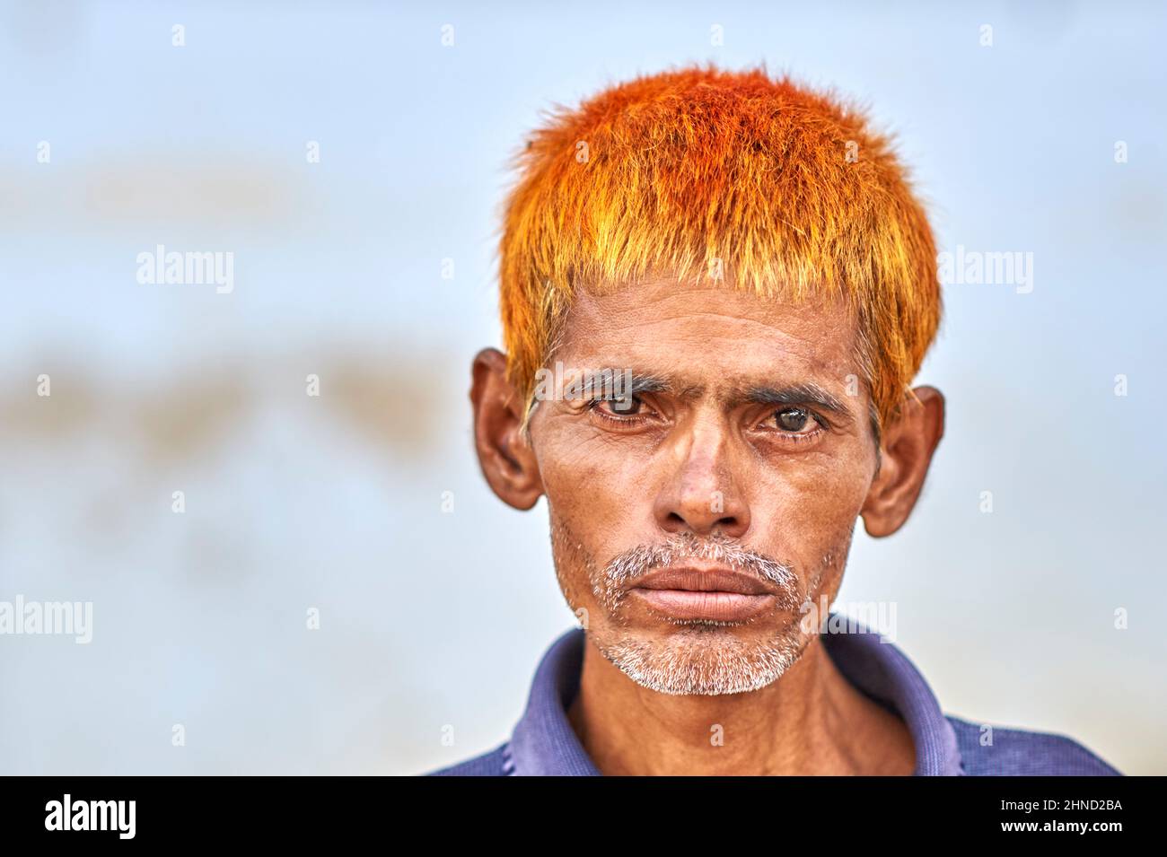 Indien, Rajasthan. Porträt eines Mannes in Mandawa Stockfoto