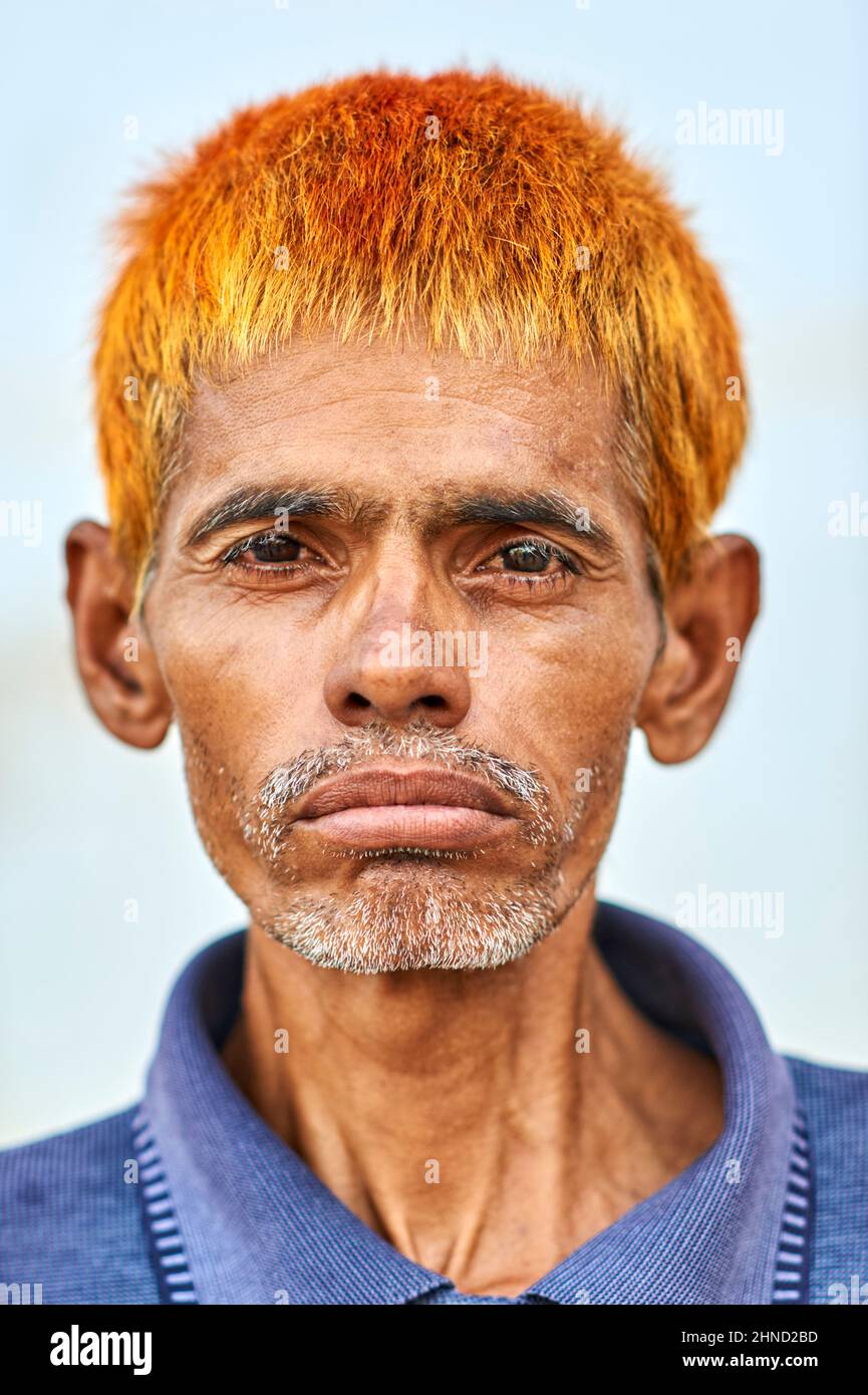 Indien, Rajasthan. Porträt eines Mannes in Mandawa Stockfoto