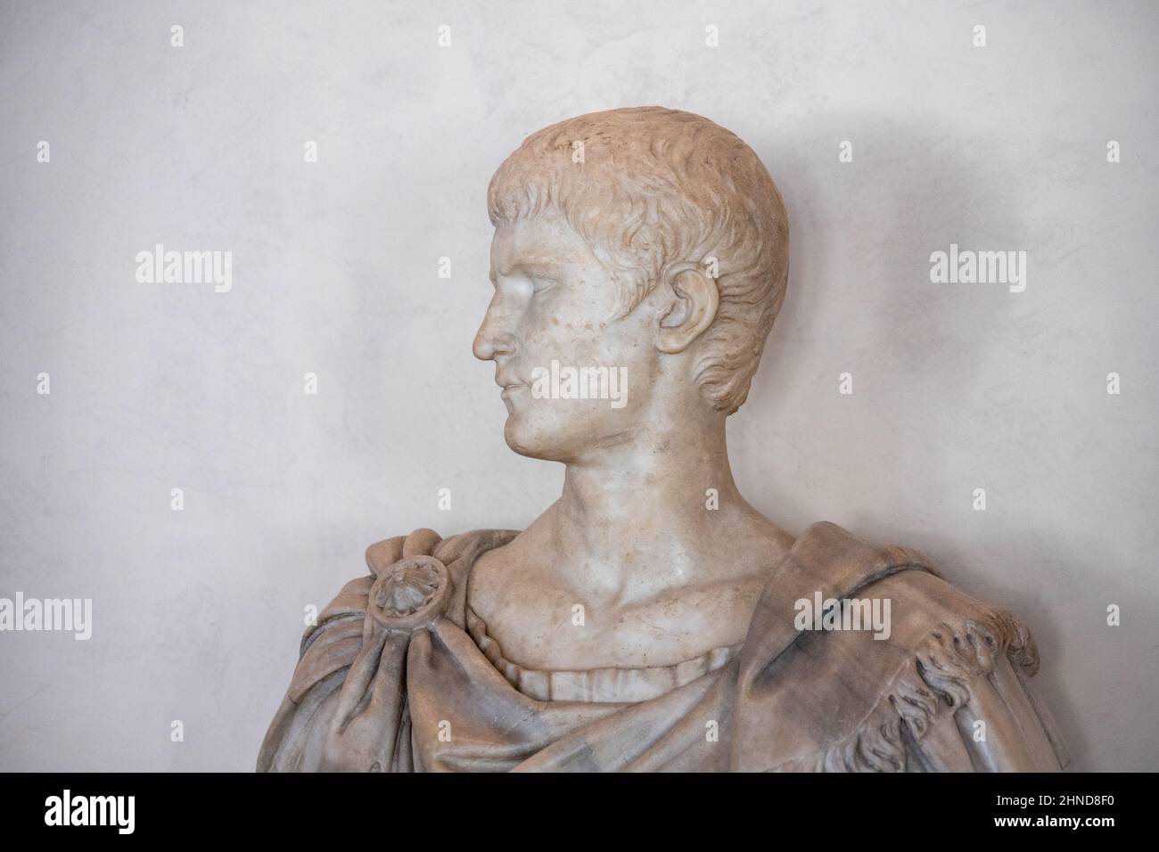 Büste des römischen Imperators Caligula, Uffizien, Florenz, Italien Stockfoto