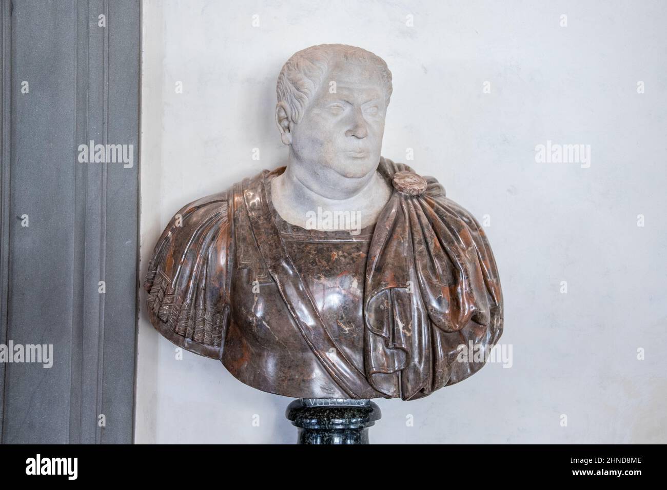 Büste des römischen Imperators Vitelius, Uffizien, Florenz, Italien Stockfoto