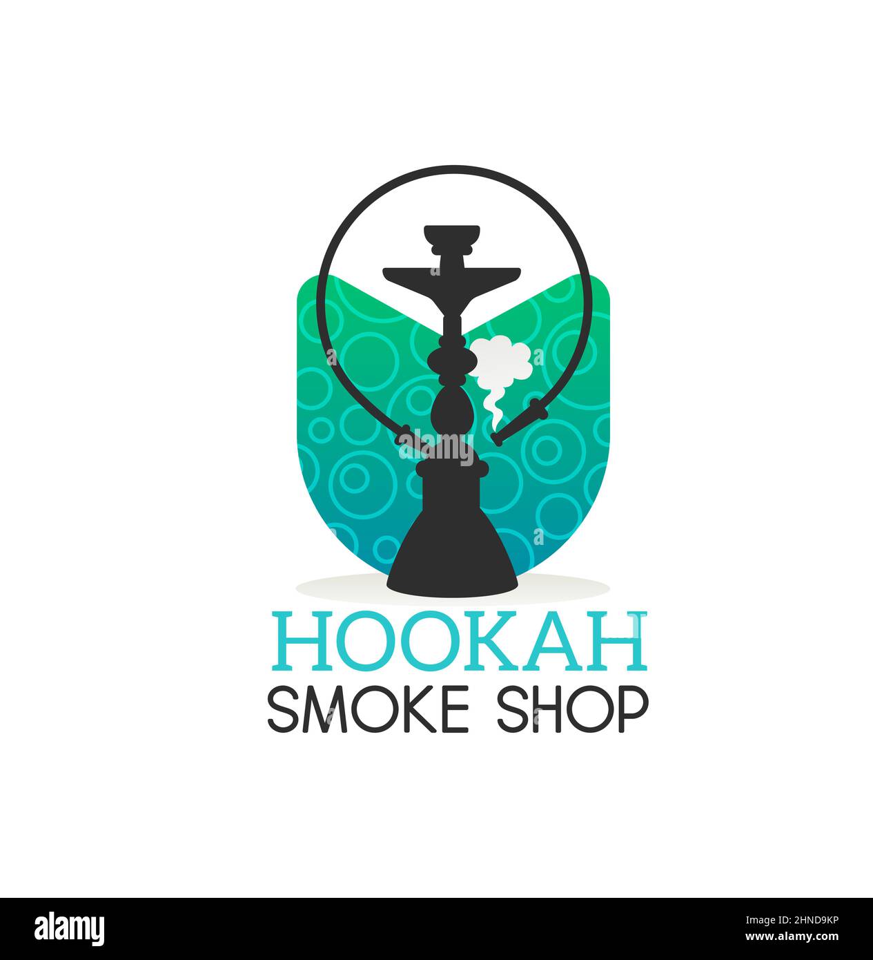 Shisha Smoke Shop Ikone. Shisha Bar, arabisches Restaurant oder Club Lounge, Shisha Raucherzubehör Shop Vektor-Emblem, Symbol oder Symbol mit Shisha, Shis Stock Vektor