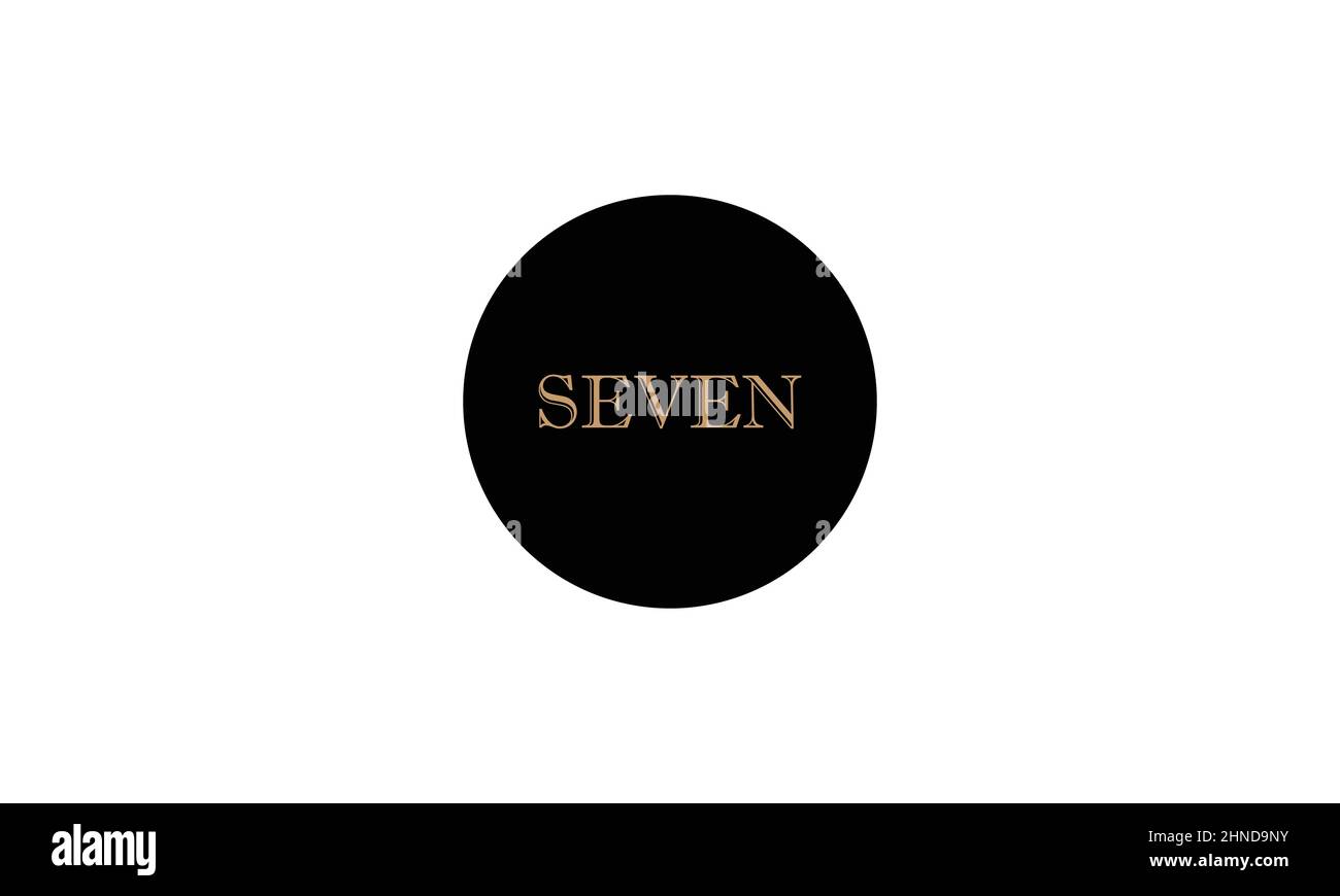 Wort SIEBEN in Buchstaben Icon-Design mit Kreis außen. Kreative moderne Buchstaben Symbol, Premium-Vektor-Illustration. Stock Vektor