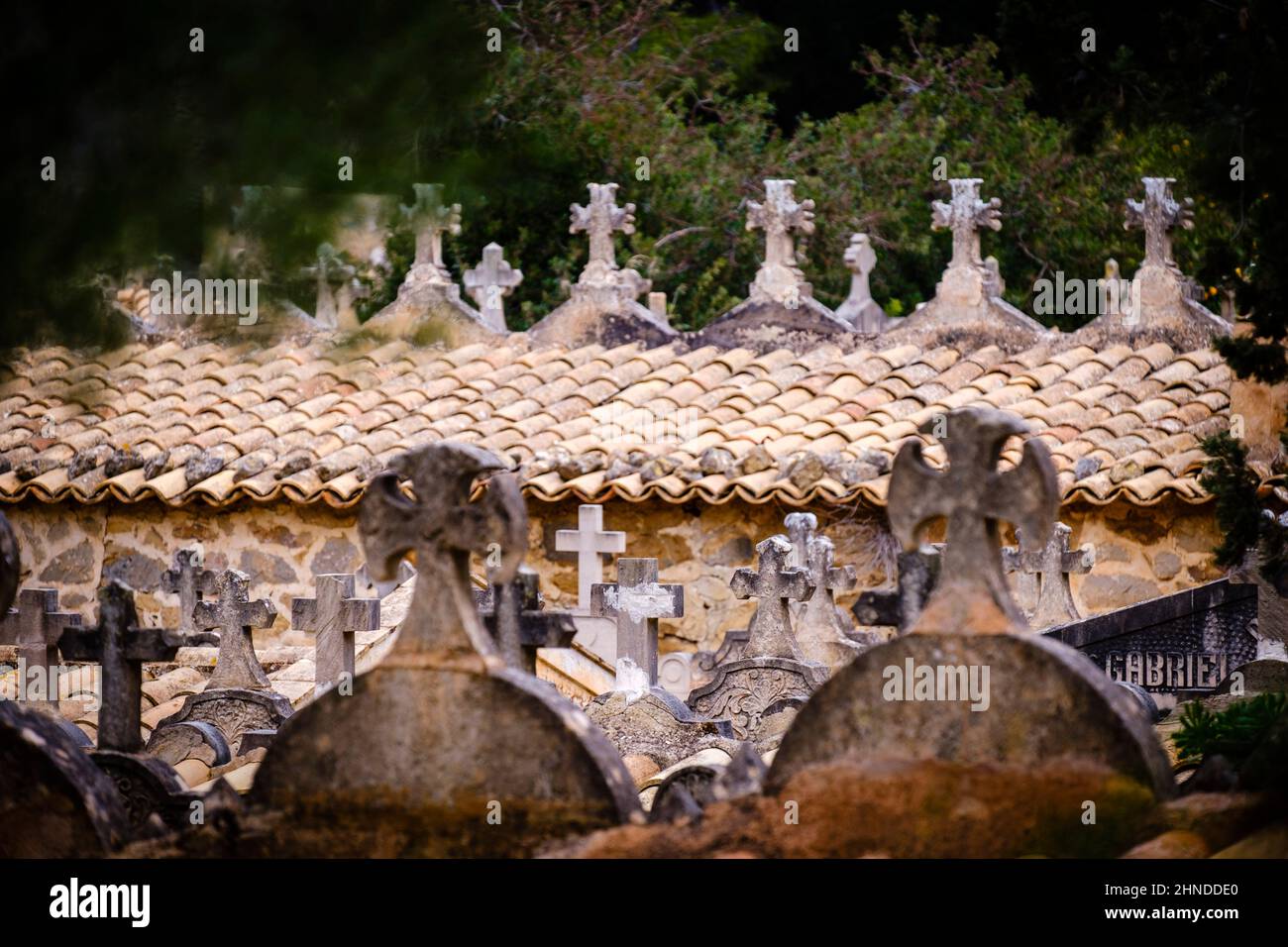 Städtischer Friedhof Andratx, Mallorca, Balearen, Spanien Stockfoto