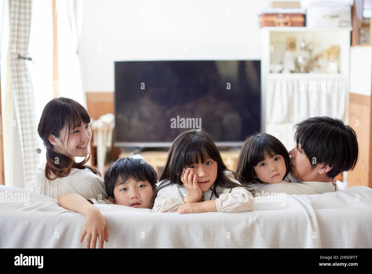 Japanische Familie nimmt Ein Erinnerungsfoto auf Stockfoto