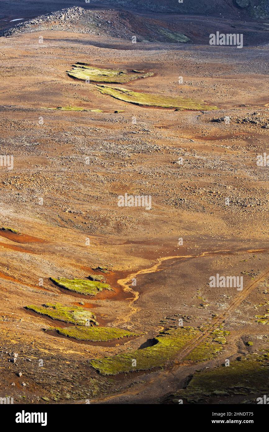 Lavafelder am Fagradalsfjall Vulkan, Reykjanes Halbinsel, Sudurland, Island, Nordeuropa Stockfoto