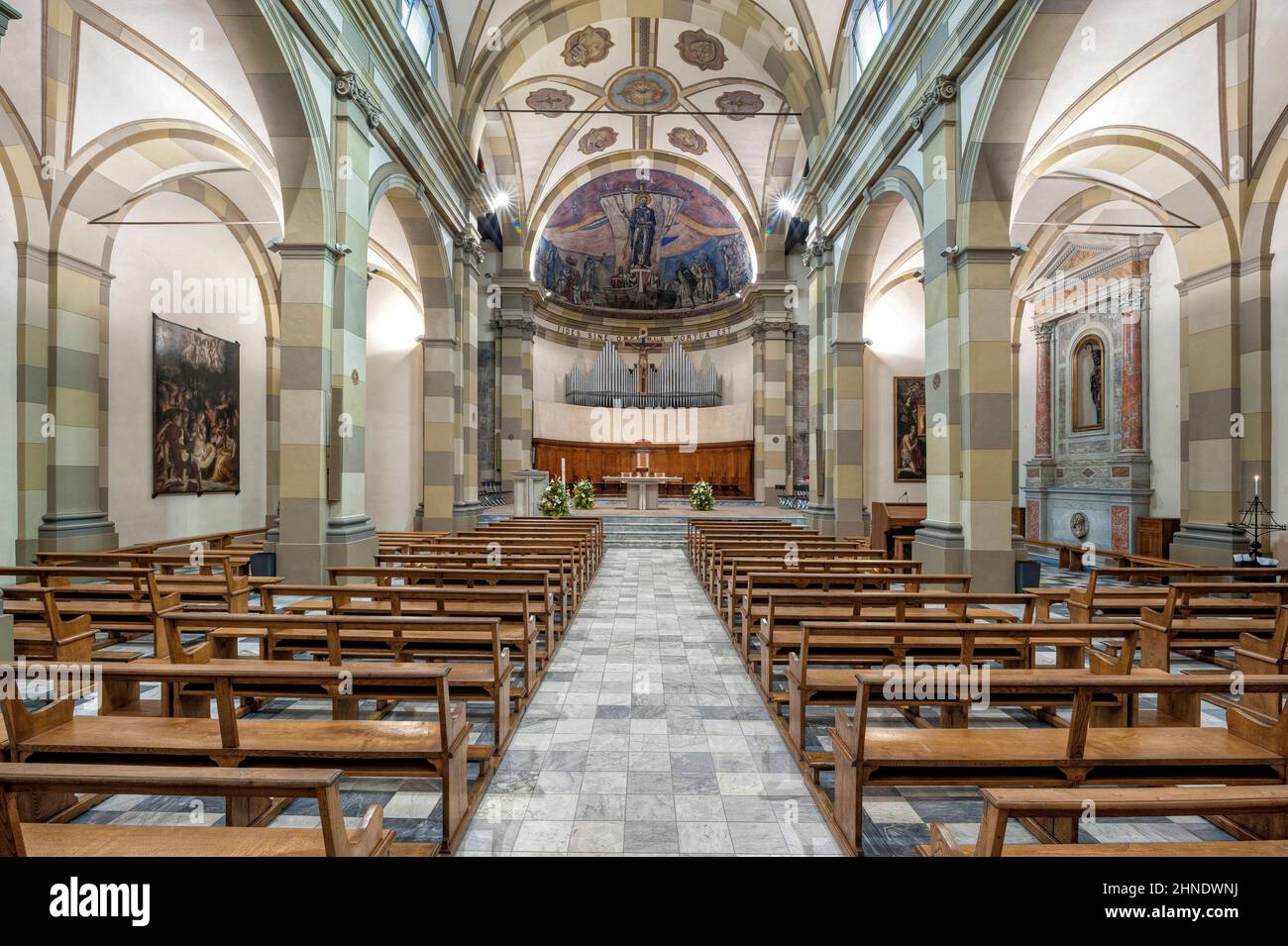 Altopascio, Lucca, Italien - 2015, Mai 13: Kirche San Jacopo Maggiore und SS. Egidio e Cristoforo. Stockfoto