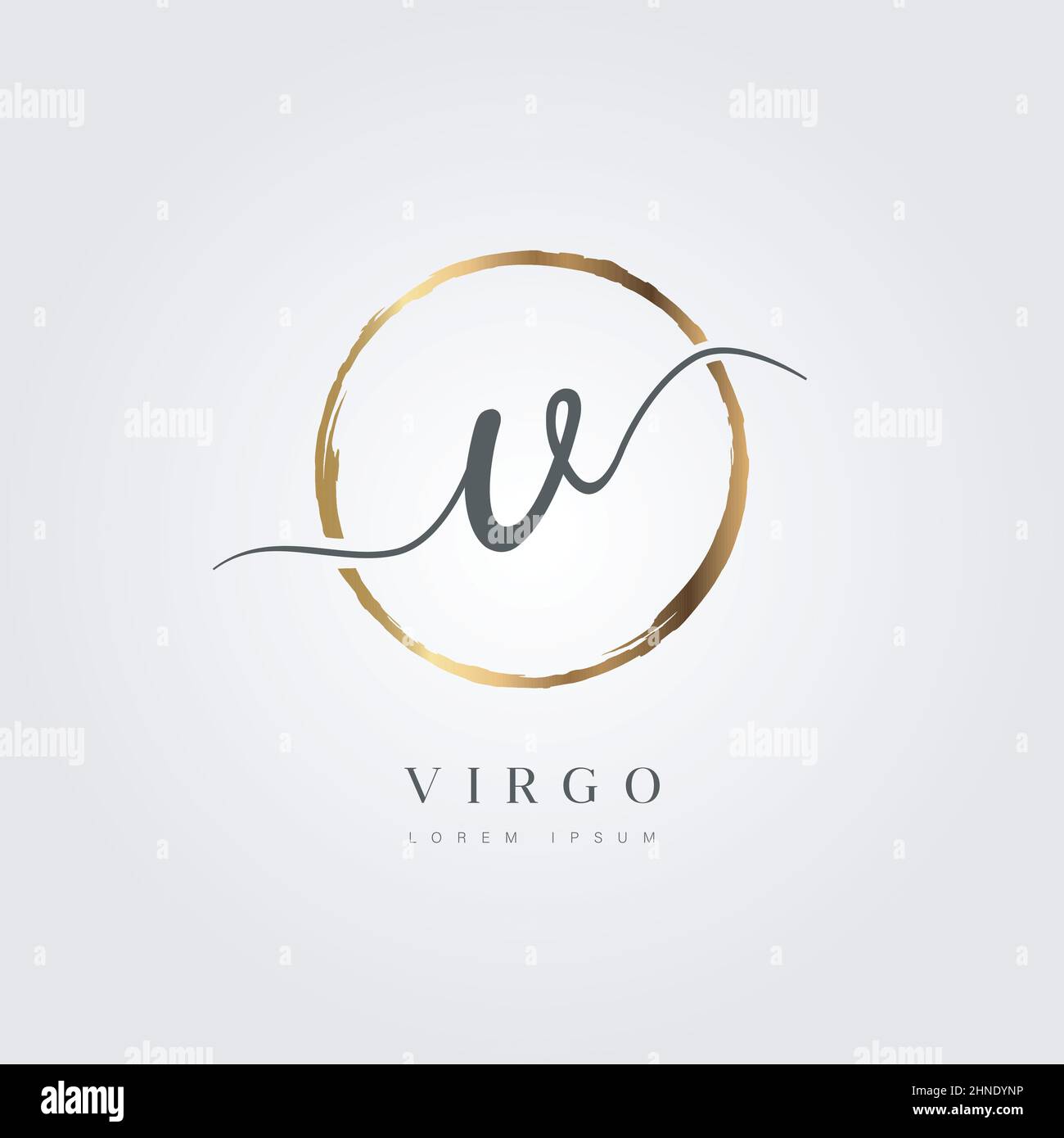 Elegante Initial Typ V Logo mit Gold Circle gebürstet Stock Vektor