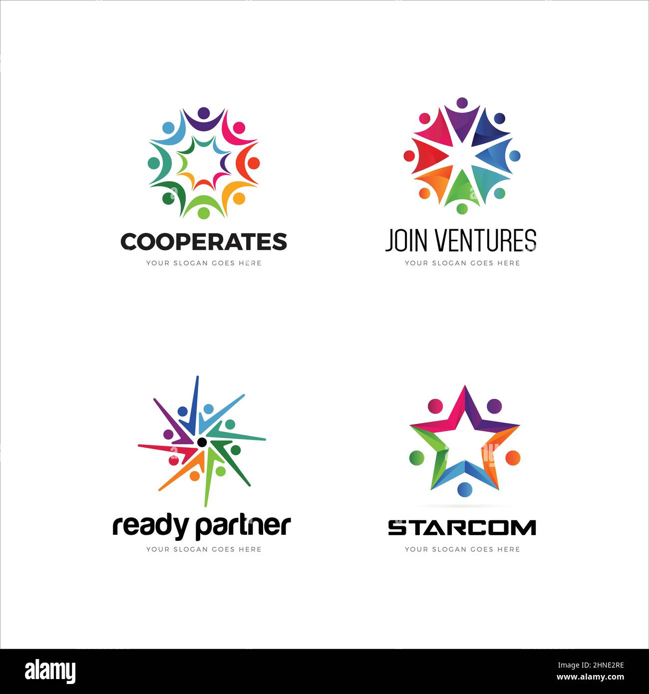 Buntes Unity Community Logo Design Set Stock Vektor