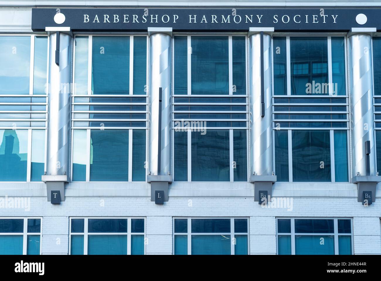 Das Äußere des Gebäudes für die Barbershop Harmony Society in Nashville, Tennessee. Stockfoto