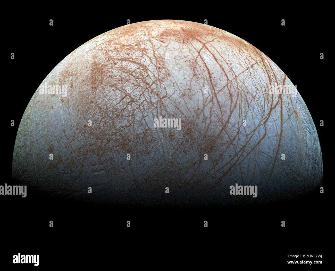 Oberfläche des eisigen Jupitermondes, Europa Stockfoto