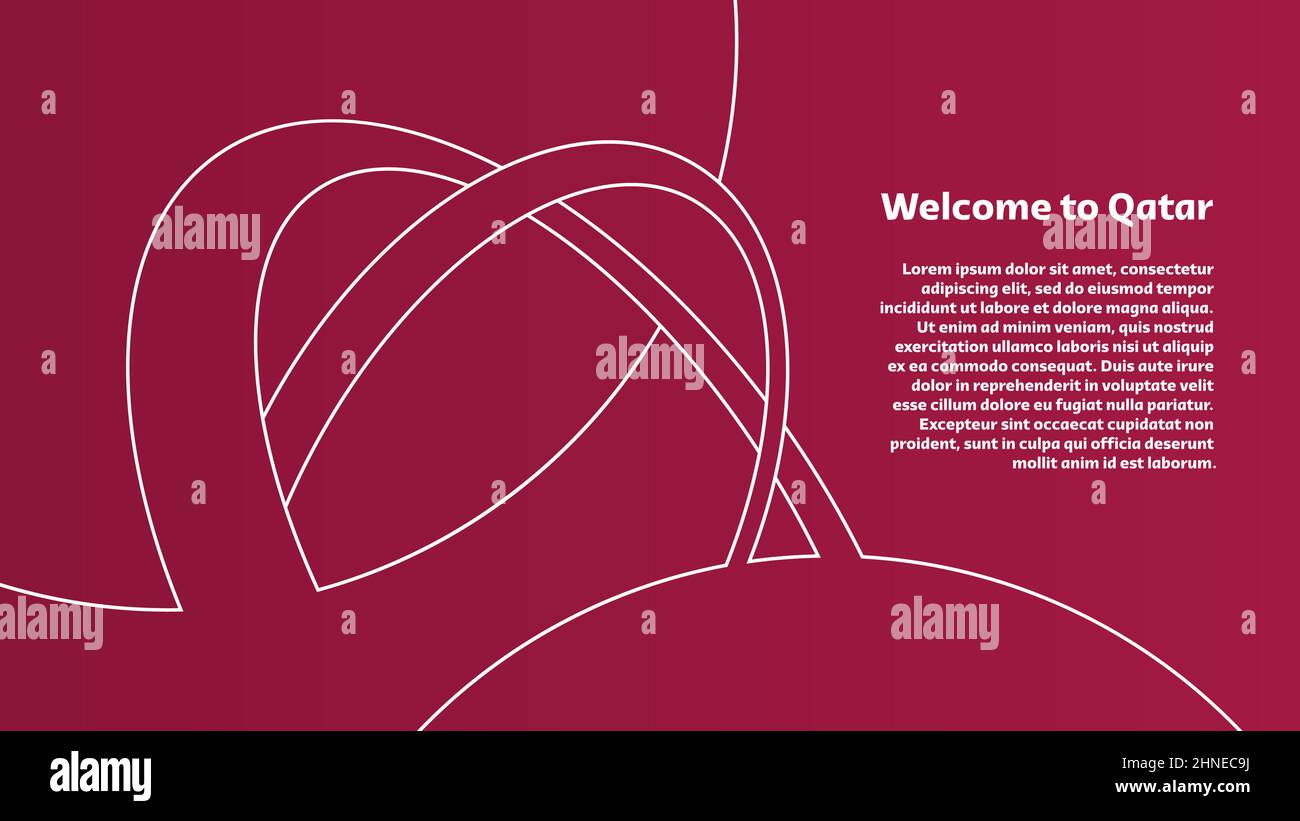 Willkommen in Katar Hintergrund. Vektor-Illustration der abstrakten Linie Qatar Arch für Ihre Broschüre, Banner, Flyer oder Poster-Design Stock Vektor
