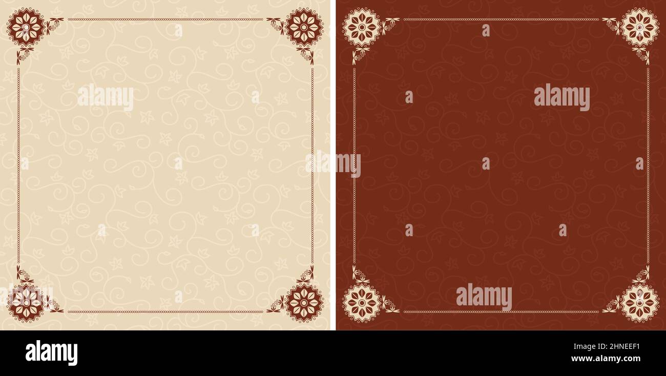 Beige und braune Karten mit floralem Ornament - Vektor Stock Vektor