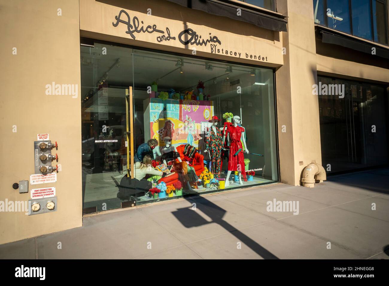 Alice und Olivia by Stacey Bendet am Freitag, den 11. Februar 2022, im Meatpacking District in New York. (© Richard B. Levine) Stockfoto