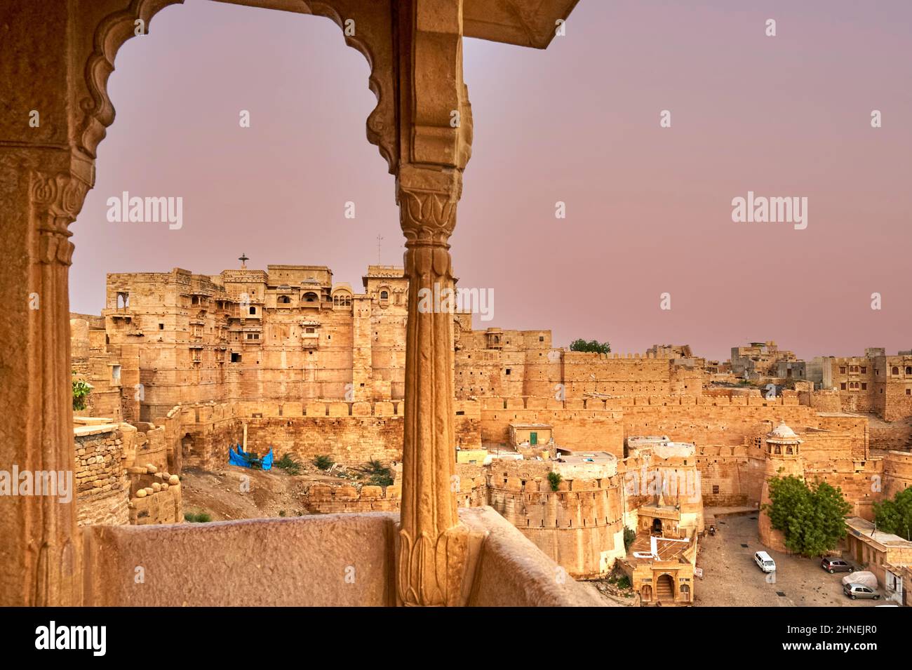 Indien Rajasthan jaisalmer. Die Wände bei Sonnenuntergang Stockfoto