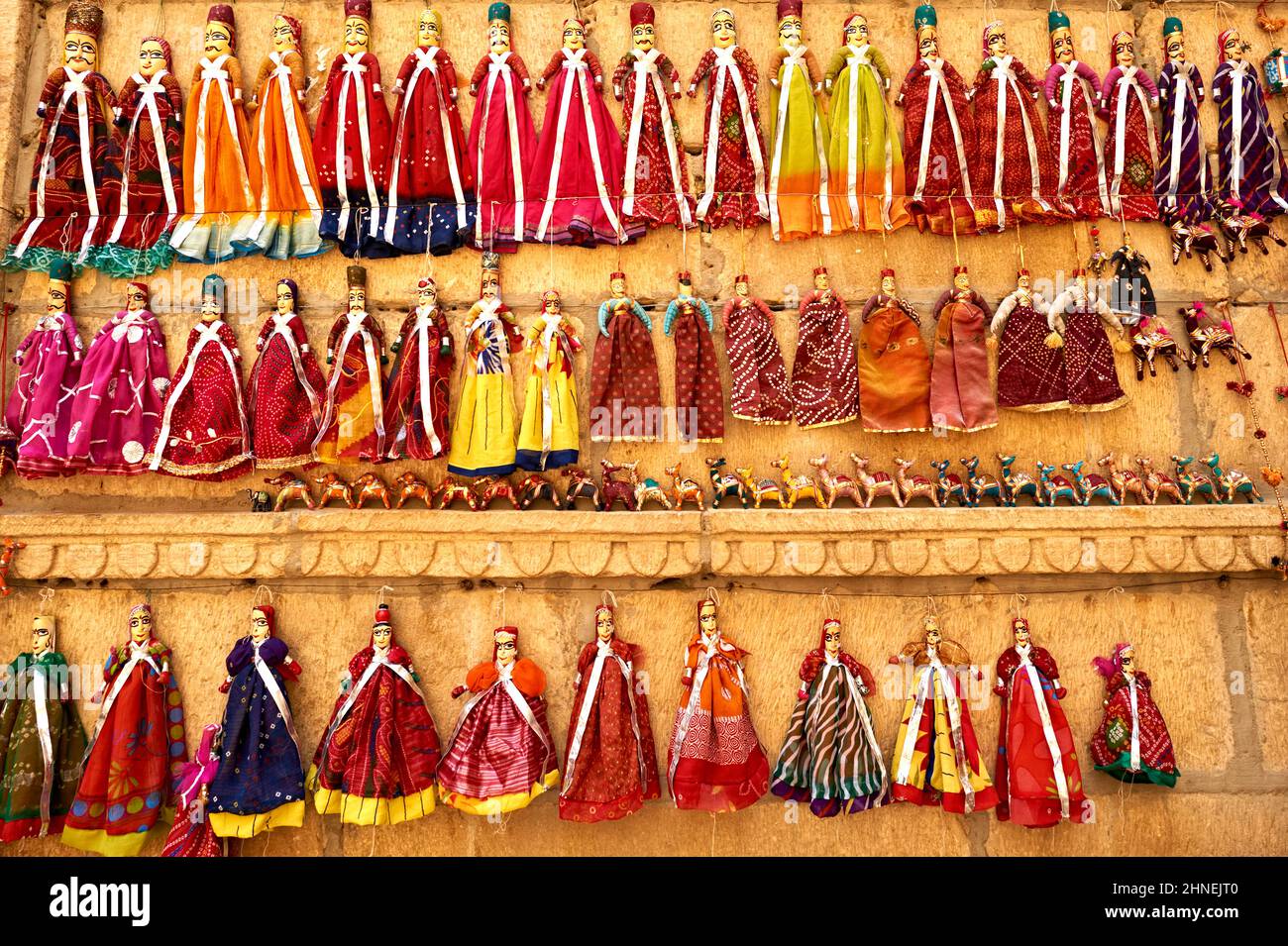 Indien Rajasthan jaisalmer. Traditionelle Puppen Stockfoto