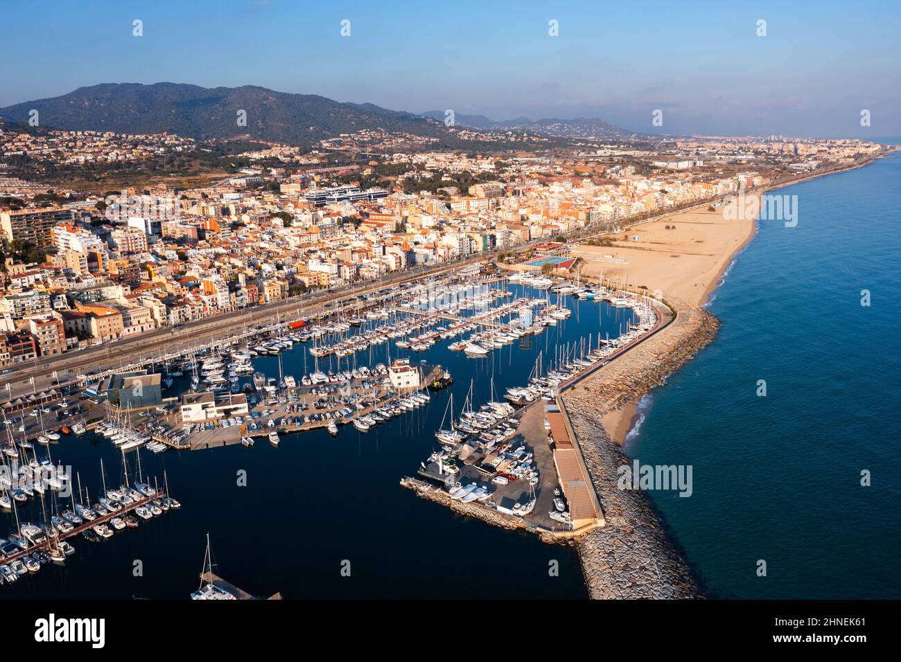 Hafen in El Masnou, Katalonien, Spanien Stockfoto