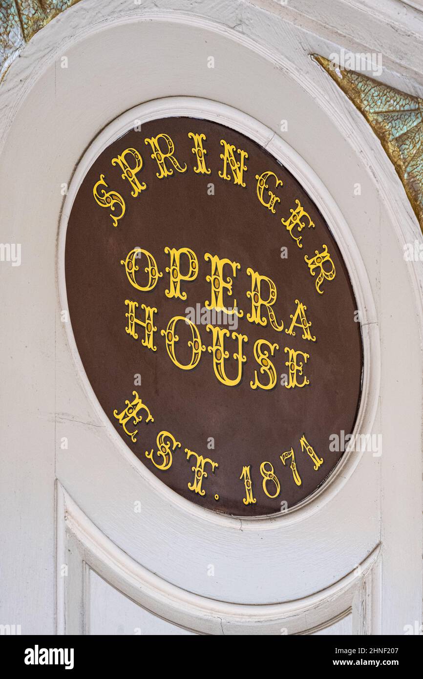 Im Springer Opera House (1871) in Columbus, GA, waren bereits Stars wie Buffalo Bill, W.C. zu Gast Fields, Edwin Booth und John Philip Sousa. (USA) Stockfoto