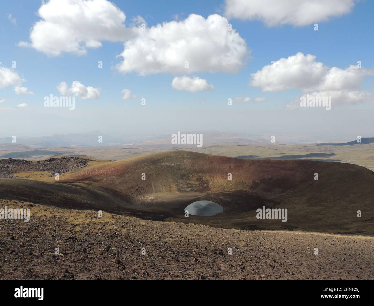 Schöner Blick auf einen kleinen Teich mitten in der Wüste Stockfoto