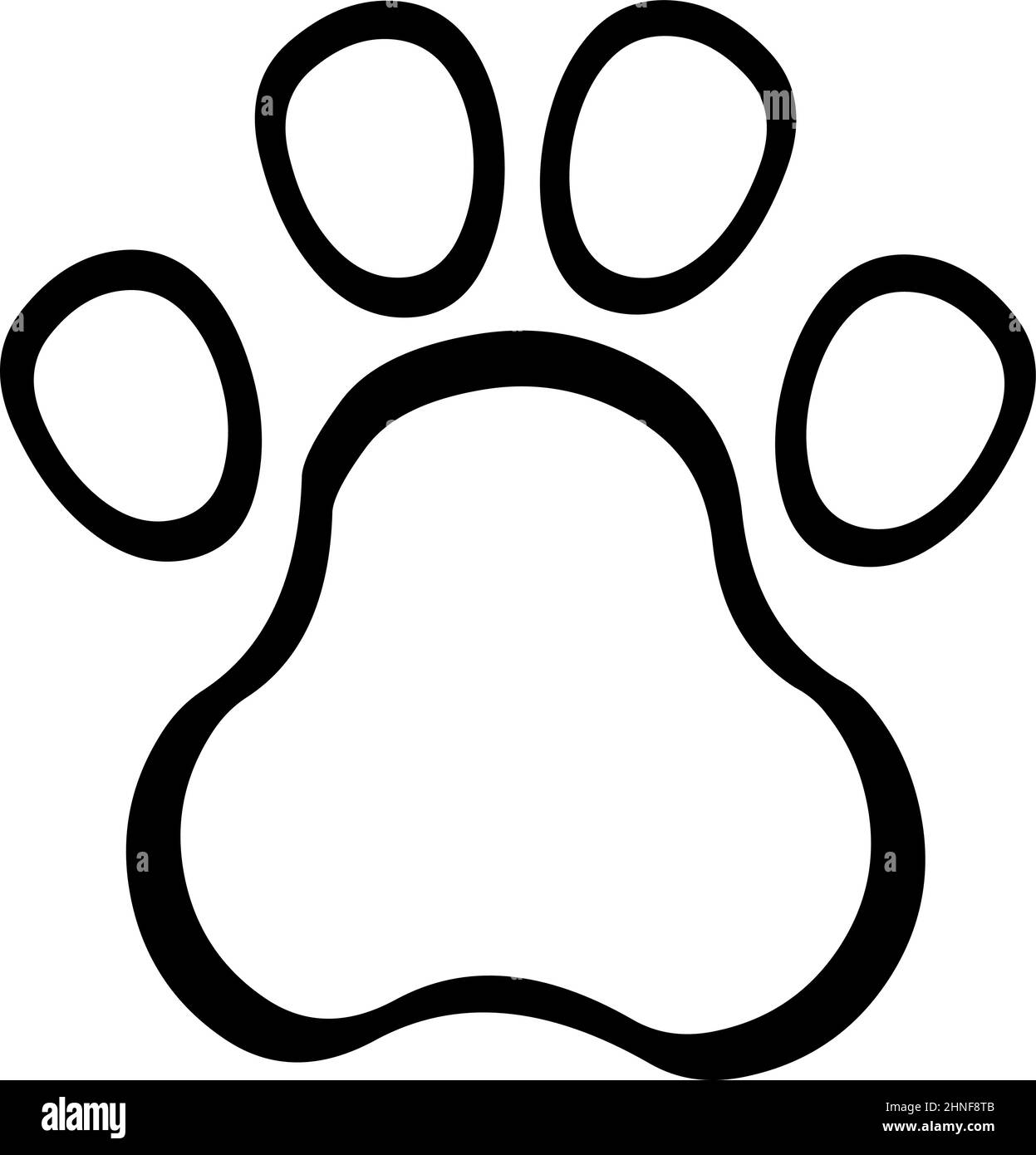 Vektordarstellung des Fußabdrucks einer Tierpfote in schwarz-weiß gezeichnet Stock Vektor