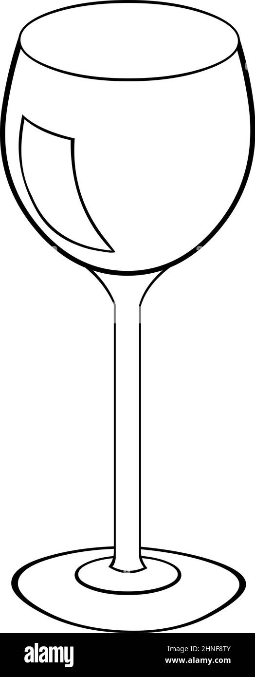 Vektordarstellung von Weinglas oder Kristall in schwarz-weiß gezeichnet Stock Vektor