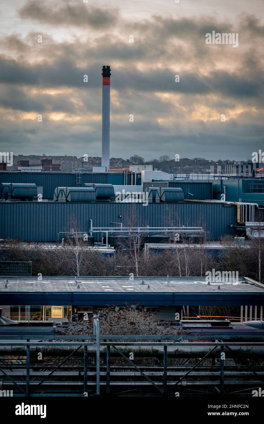 Ein Blick auf den Sonnenaufgang in Großbritannien in der Stadt Burton auf Trent Stockfoto