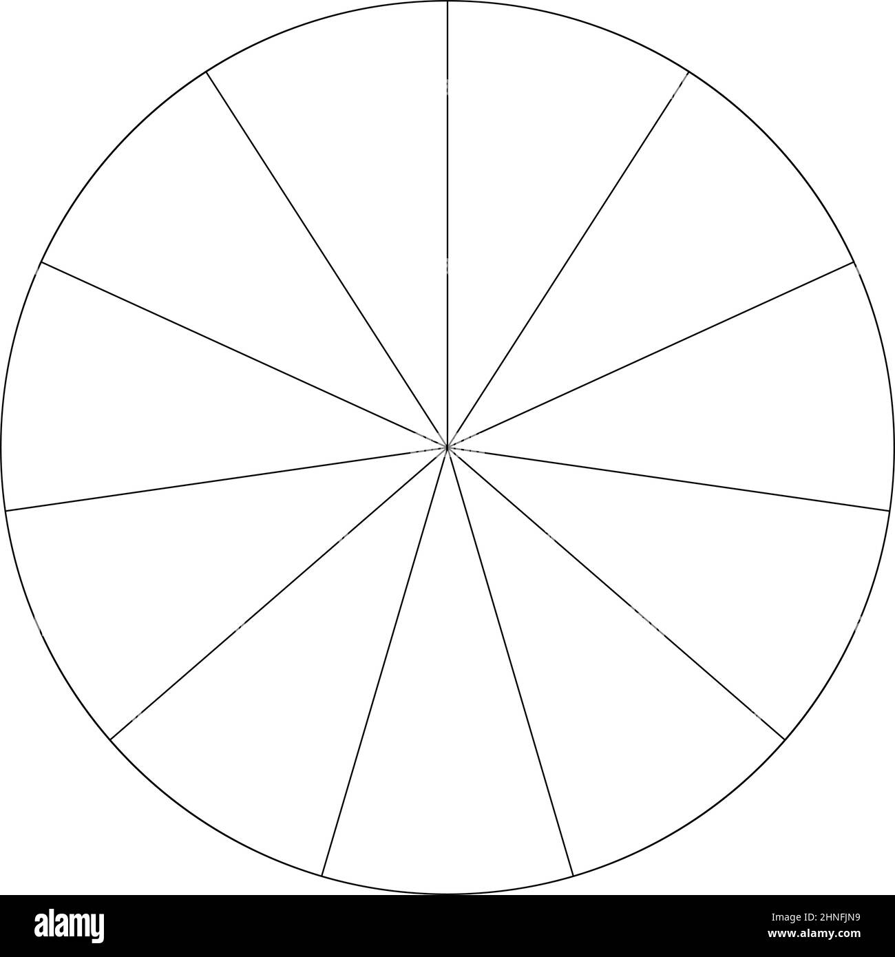 Kreis In 12 Gleiche Teile Teilen Kreisdiagramm, Kreisdiagramm Kreisdiagramm von 2 bis 65 Abschnitten