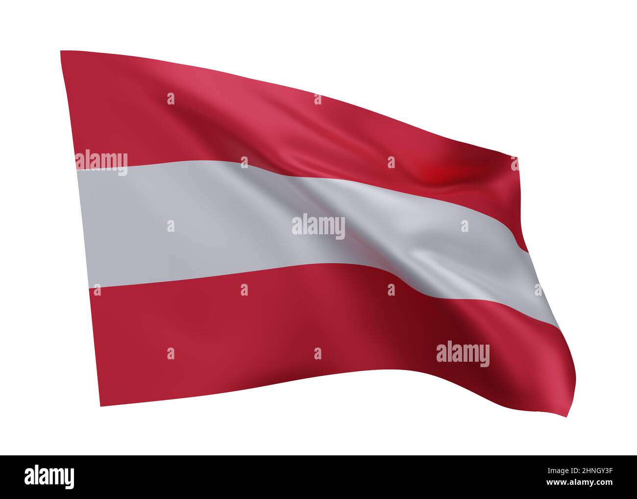 3D Abbildung Flagge von Österreich . Österreichische hochauflösende Flagge vor weißem Hintergrund isoliert. 3D Rendern Stockfoto