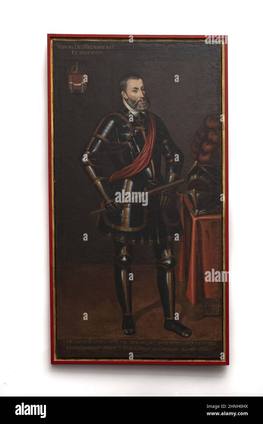 Altes Gemälde Porträt von Carlos V. von Spanien Stockfoto