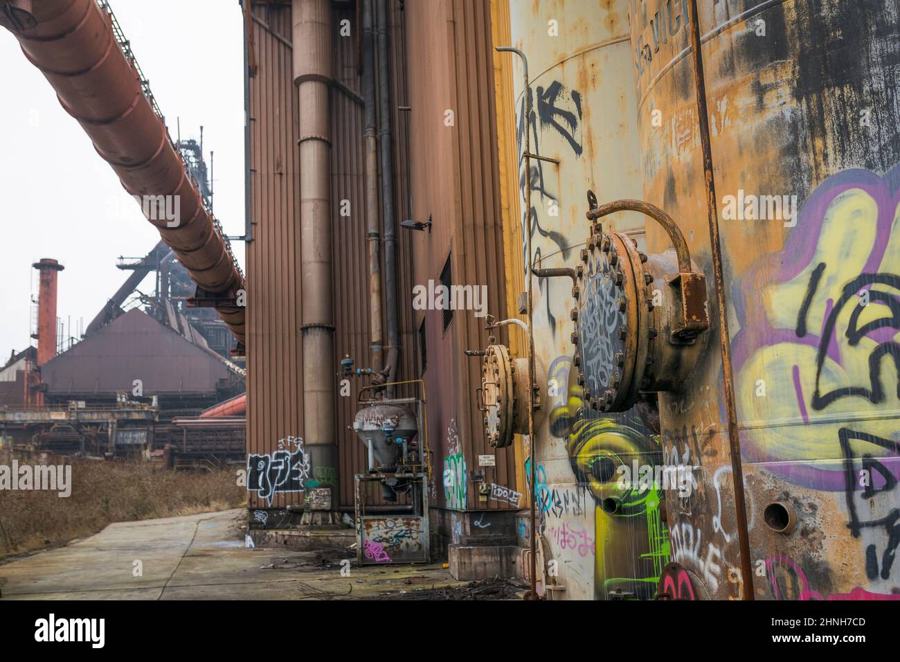Geschlossene und verlassene Hochöfen HFB in Lüttich, Belgien Stockfoto