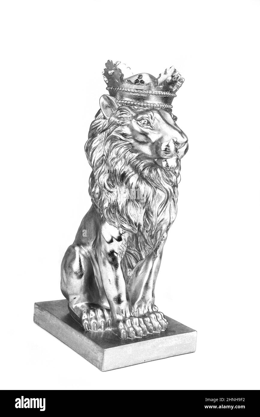 Große Kopf Löwe Statue mit Krone Stockfoto