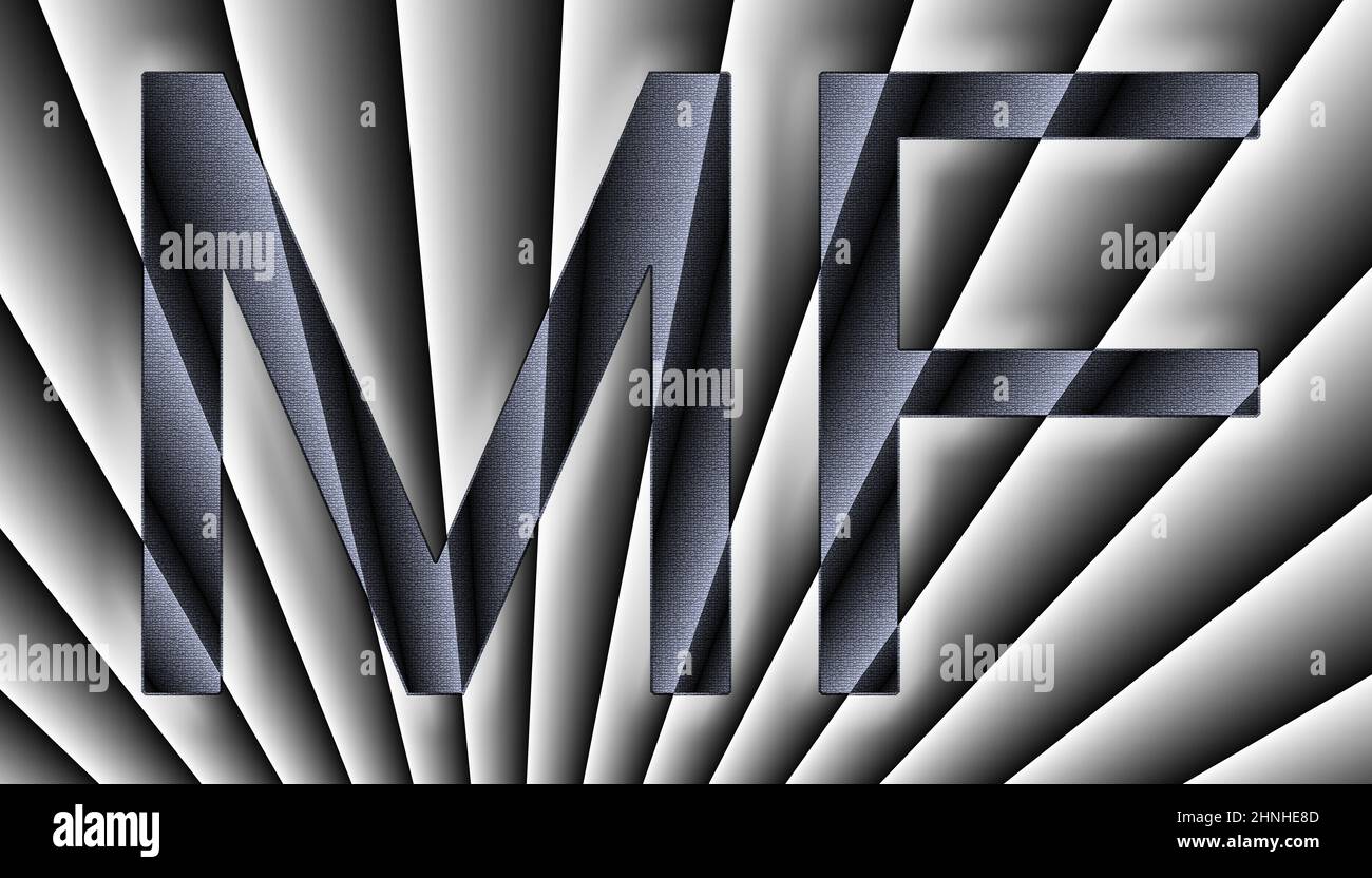 Unterschrift MF, Ecke Grad Stockfoto