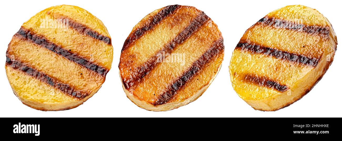 Gegrillte Kartoffel isoliert auf weißem Hintergrund Stockfoto