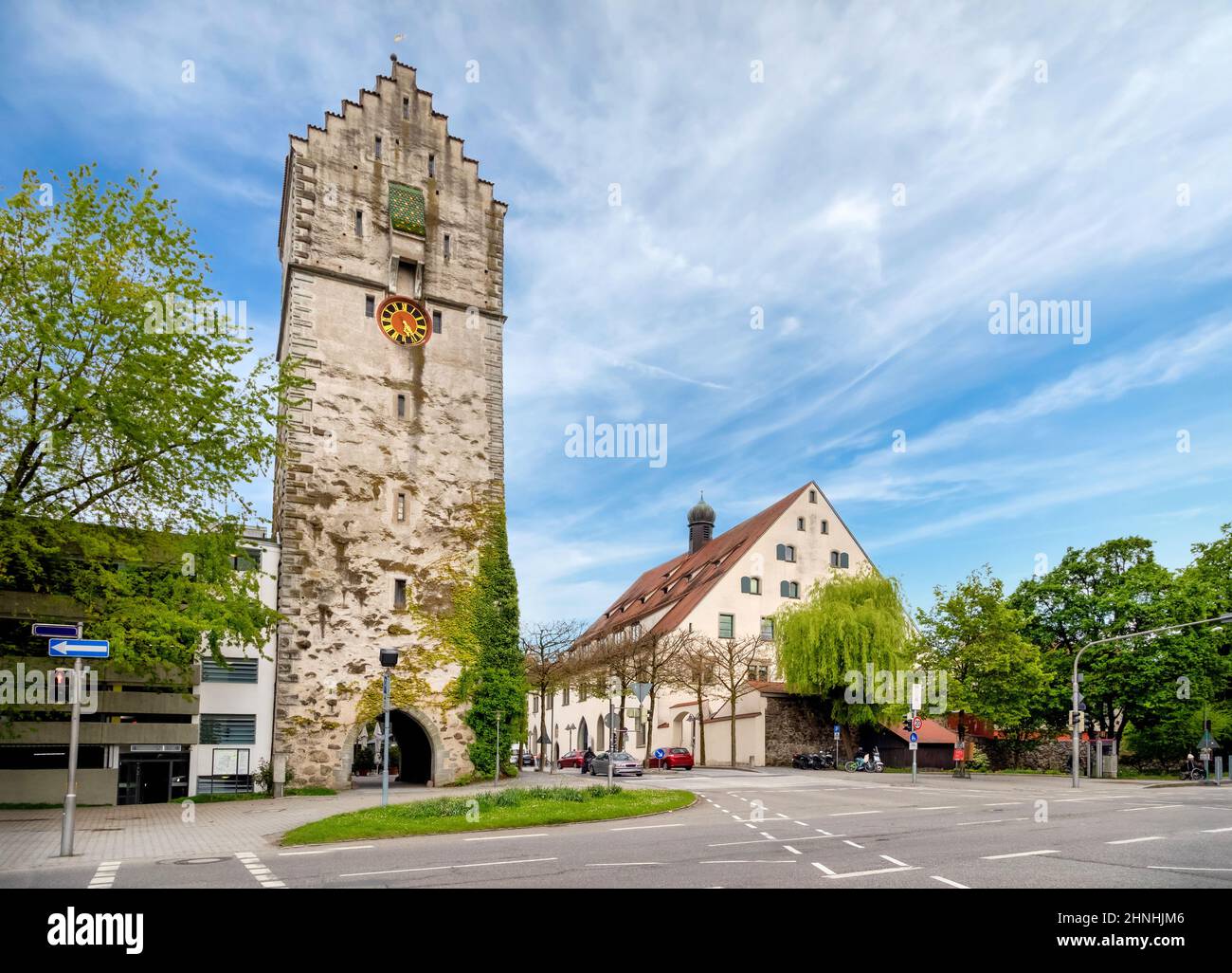 Untertor mittelalterlicher Turm in Ravensburg, Deutschland Stockfoto