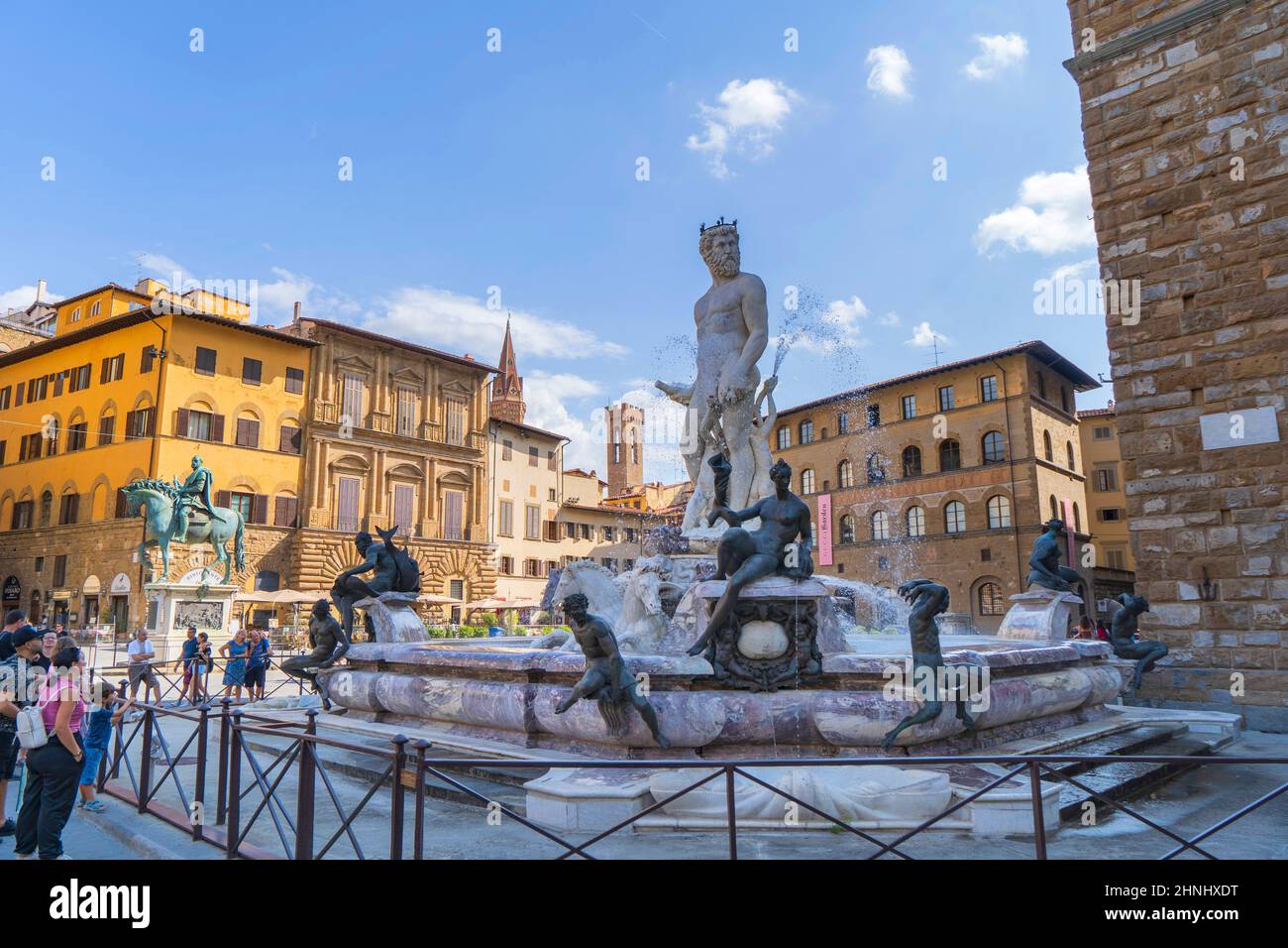 Piazza della Signoria, Blick auf den Neptunbrunnen, Florenz, Toskana, Italien, Europa Stockfoto
