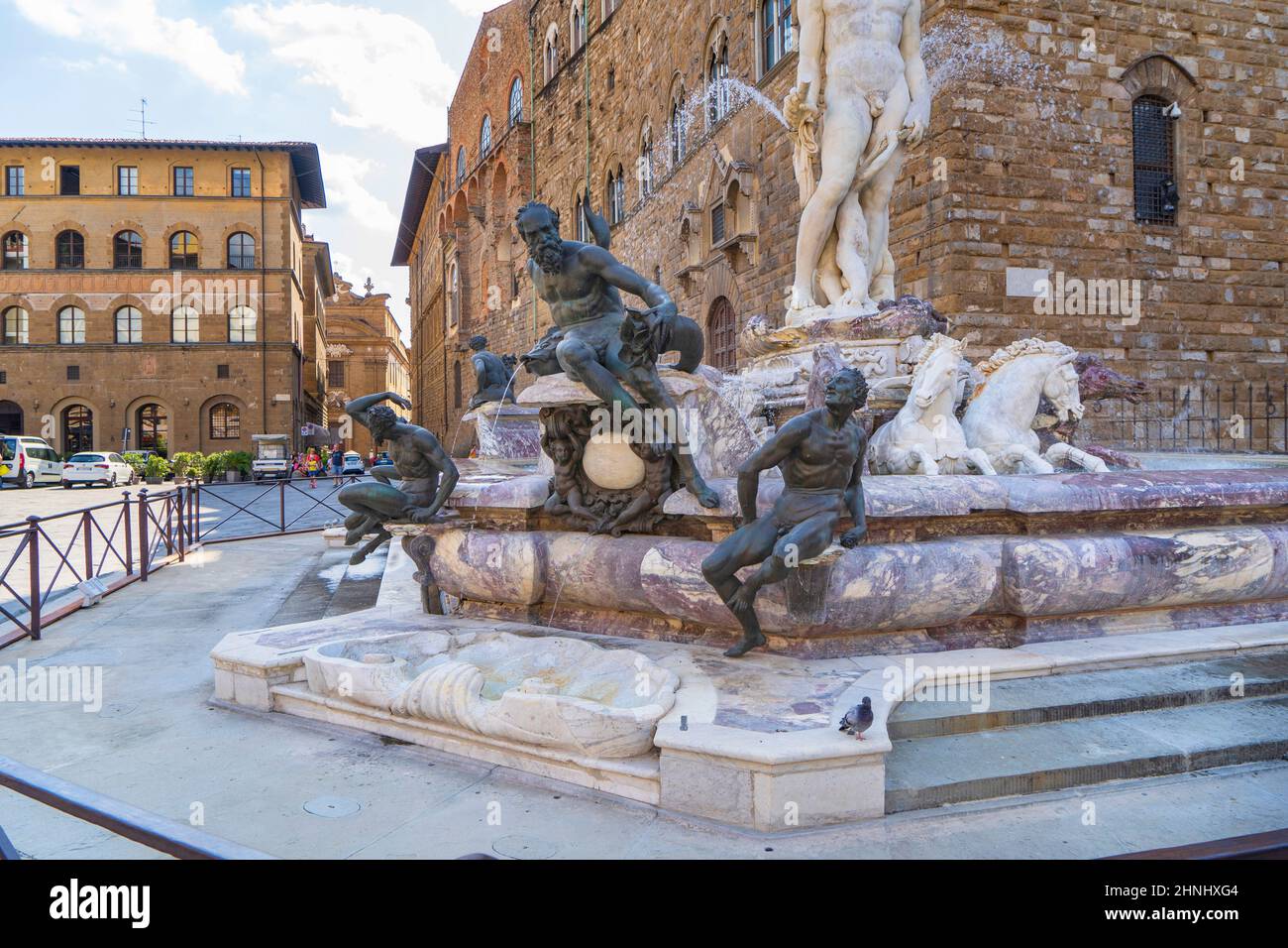 Piazza della Signoria, Blick auf den Neptunbrunnen, Florenz, Toskana, Italien, Europa Stockfoto