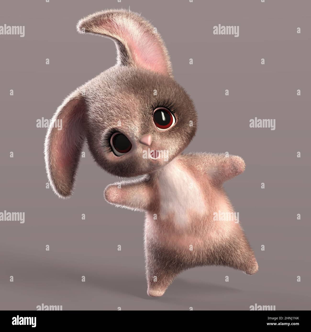 3D-Illustration einer isolierten Fantasy-Überraschung mit lustigen Hasen Stockfoto