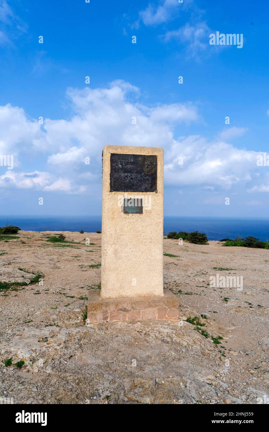 Denkmal für Julio Verne, El Pilar de la Mola, Balearen, Formentera, Spagna Stockfoto