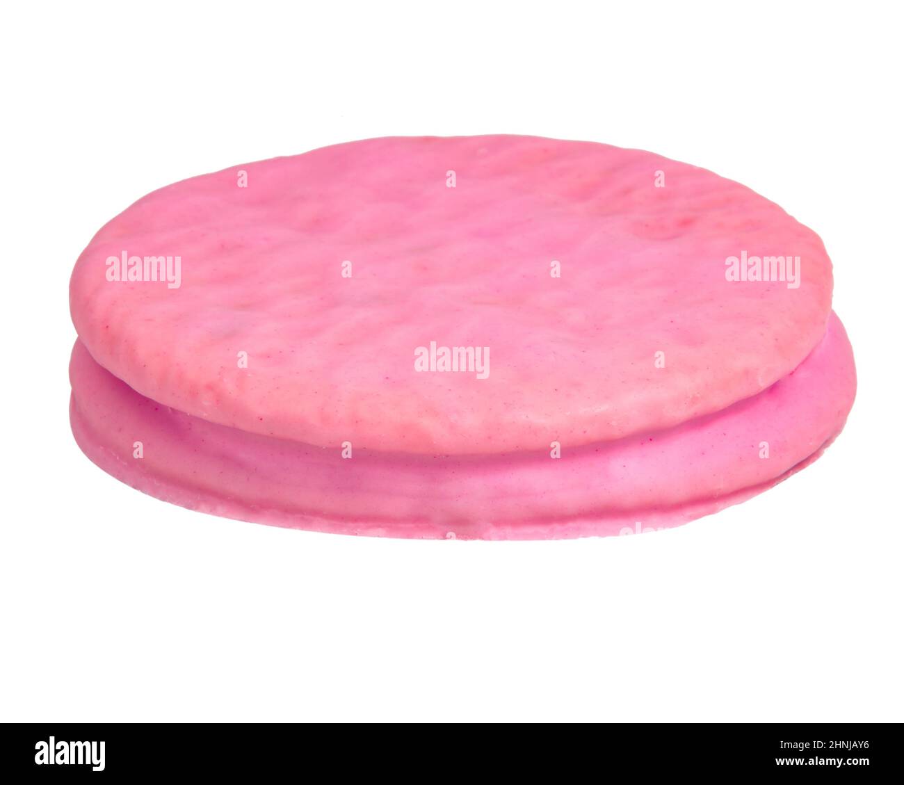 Pink Cookie Erdbeere Geschmack isoliert auf dem weißen Hintergrund Stockfoto