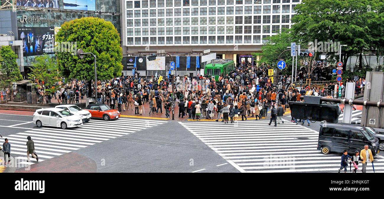 Shibuya Crossing, Hachiko Square, Tokio Japan Stockfoto